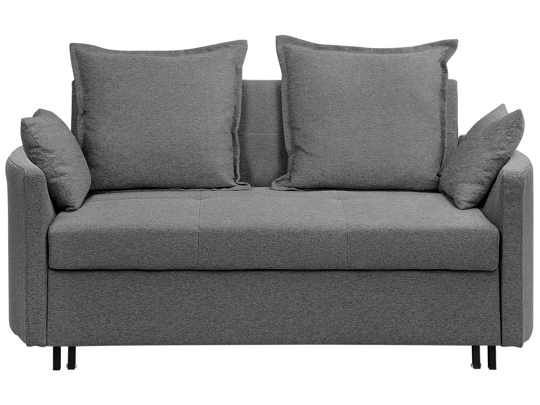 Modern Grey 2 Seater Sofa Bed Sleeping Function Profiled Armrests Hovin