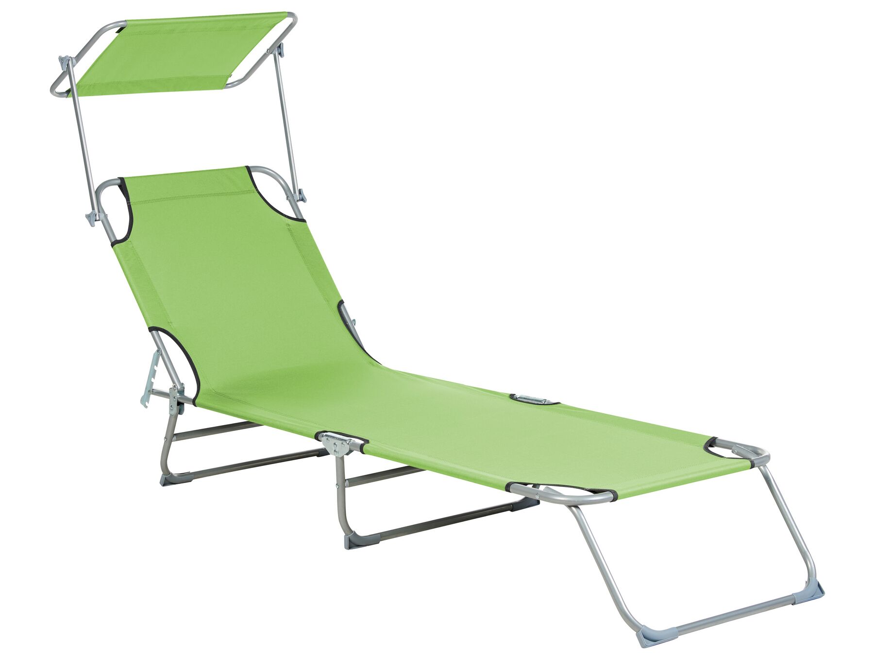 Gartenliege Sonnenliege Sonnendach Strandliege Verstellbar Stahl/Polyester GrüN-image