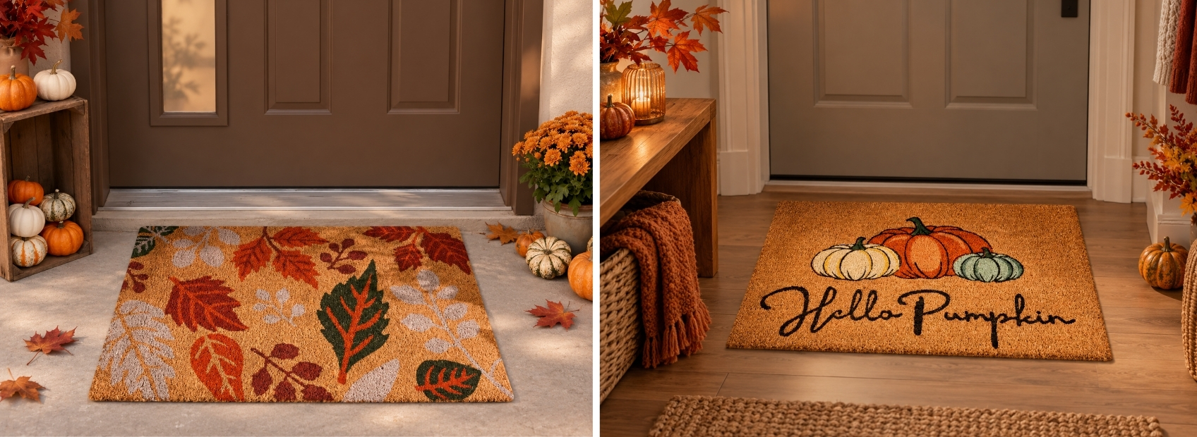 two autumn-inspired doormats
