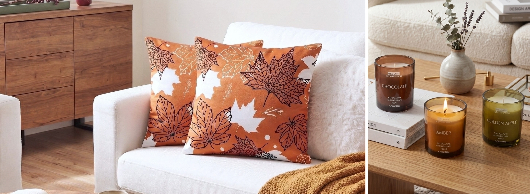 image showing living rooms decorated for autumn